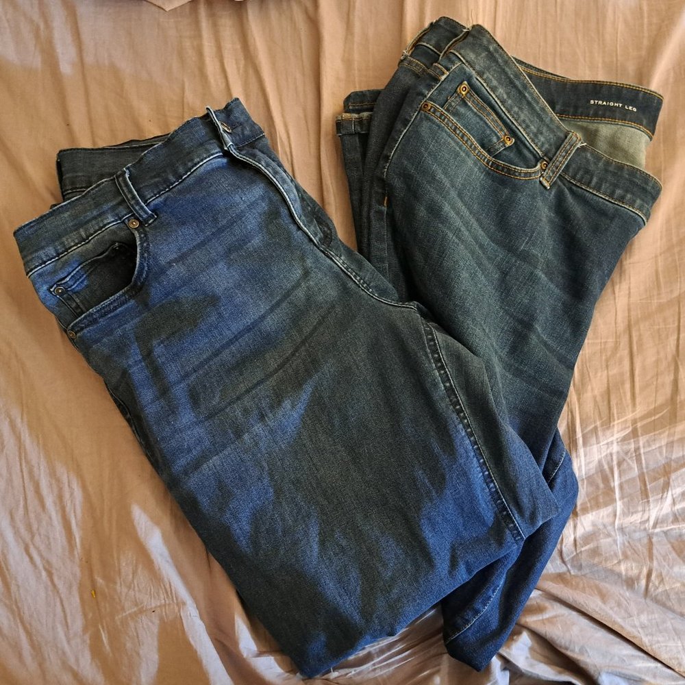 2 - Pairs Women's Size 18 Jean Lot Bundle St. John's Bay Terra Sky Straight Leg